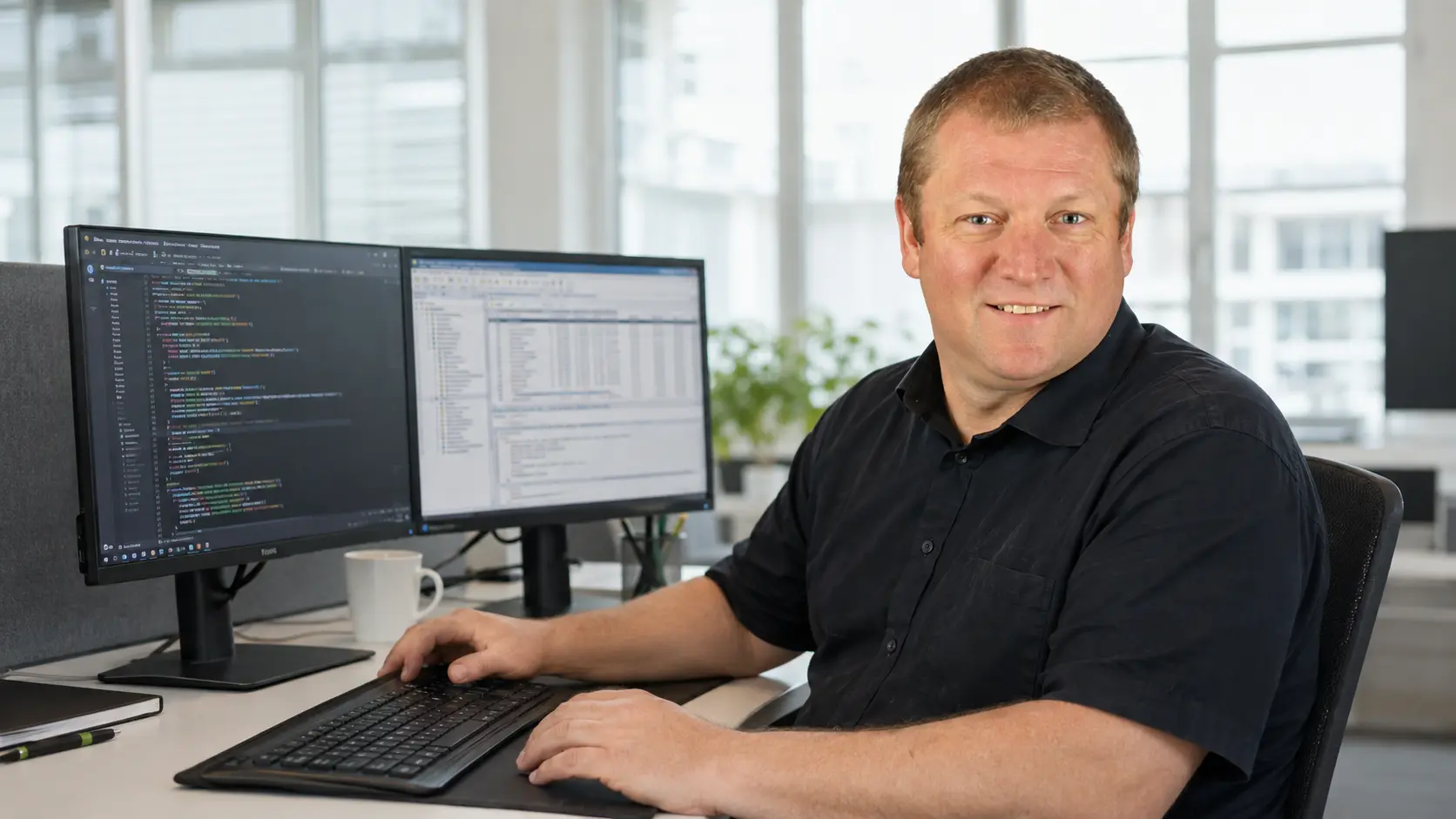 Stefan Müller bei der SQL- und PL/SQL-Entwicklung am Computer