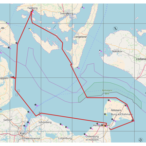 mehrtägiges Segeln - Seekarte westliche Ostsee mit Segelroute dänische Südsee